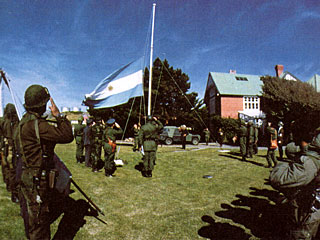 Argentina Flag Raised in the Falkland Islands April 2, 1982